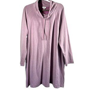 J Jill Fit Tunic Size XL Solid Pink Side Zippers 3/4 Sleeve Thick Cozy Cowl Neck